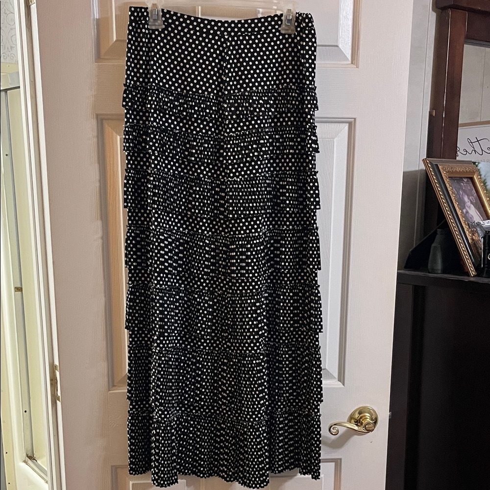 Black and White Tiered Maxi Skirt